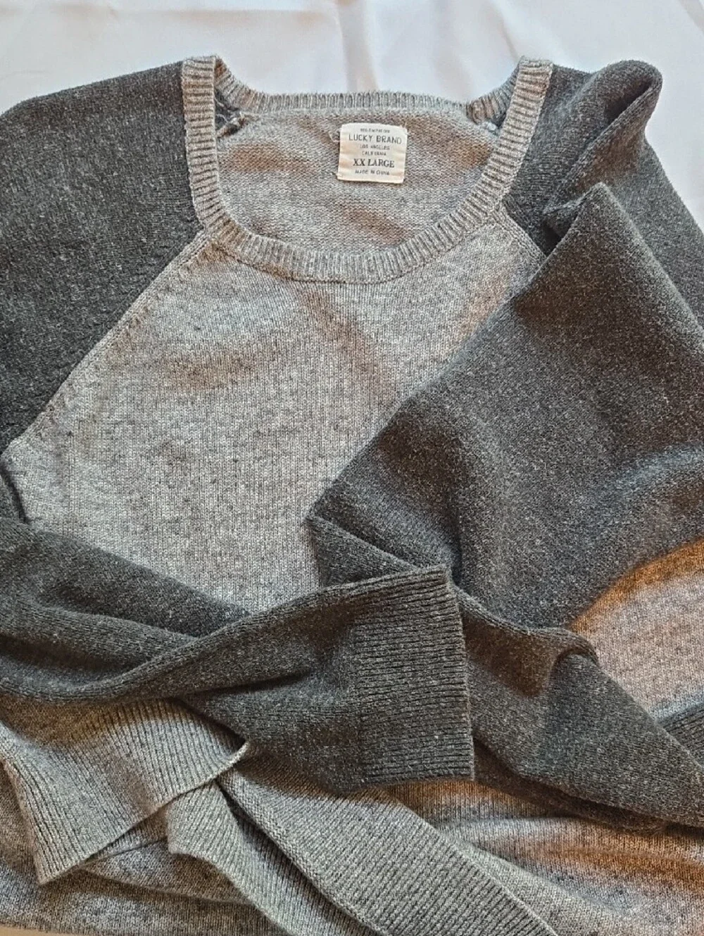 Lucky Brand Gray Two-Tone Raglan Pullover